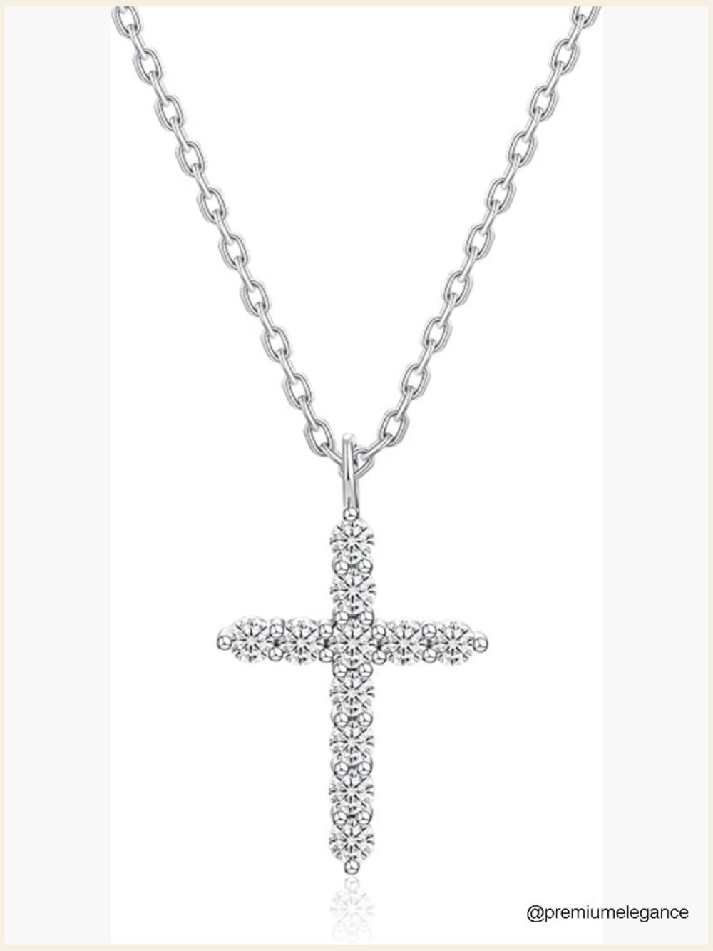 0.5 CT Moissanite Cross Pendant Necklace 925 Sterling Silver 18K Gold Plated